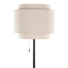 Tier floor lamp in Black Metal, Biege Linen, close-up detail, featuring metal design