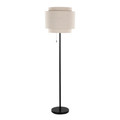 Tier 64" Contemporary Metal Floor Lamp in Black Metal with Beige Linen Shade — product view (photo 1)