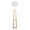 Cosmo Shelf Contemporary/Glam Floor Lamp in White Marble and Gold Metal with White Linen Shade — rear three-quarter view