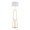 Cosmo Shelf Contemporary/Glam Floor Lamp in White Marble and Gold Metal with White Linen Shade — front view