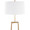 Cosmo Shelf Contemporary/Glam Floor Lamp in White Marble and Gold Metal with White Linen Shade — detail view (photo 1)