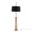 Robyn Mid-Century Modern Floor Lamp in Natural Wood and Black Metal with Black Linen Shade — front view