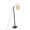 Arturo Contemporary Floor Lamp in Black Wood and Black Steel with Rattan Shade — rear three-quarter view