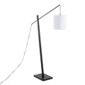 Arturo Contemporary Floor Lamp in Black Wood and Black Steel with White Fabric Shade — product view (photo 1)