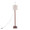 Arturo floor lamp in Walnut Wood, Satin Nickel, Grey Fabric, front view, featuring wood design and fabric design