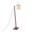Arturo Contemporary Floor Lamp in Walnut Wood and Satin Nickel with Rattan Shade — rear three-quarter view