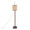 Arturo Contemporary Floor Lamp in Walnut Wood and Satin Nickel with Rattan Shade — front view