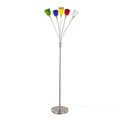 Medusa® 71" Modern Metal Floor Lamp in Brushed Nickel Finish and Multi-colored Glass Sconces with 5 Arms — product view (photo 1)