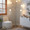 Medusa floor lamp in Brushed Nickel Finish, White Glass, featuring metal design
