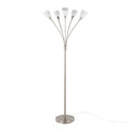 Medusa®  71" Modern Metal Floor Lamp in Brushed Nickel and White Glass Sconces with 5 Arms — product view (photo 1)