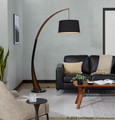 Noah floor lamp in Black Marble, Walnut Wood, Black Linen
