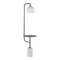 Symbol 66" Contemporary Metal Floor Lamp in Black Metal and White Marble with White Glass Shade — product view (photo 1)