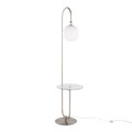 Trombone 71" Contemporary/Glam Floor Lamp in Nickel Metal with Clear Tempered Glass Shelf — product view (photo 1)