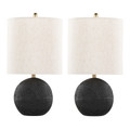 Kona 23" Contemporary Polyresin Table Lamp in Matte Black Polyresin, Modern Brass and Natural Linen Shade From Grandview Gallery- Set of 2 — pair view