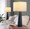 Kona 31" Contemporary Polyresin Table Lamp in Matte Black Polyresin, Modern Brass and Natural Linen Shade From Grandview Gallery- Set of 2 — lifestyle photo 2