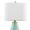Geo Rain Glass 25" Contemporary/Glam Table Lamp in Gold Metal with Turquoise Glass and White Linen Shade- Set of 2 — detail view (photo 2)