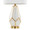 Geo Rain Glass 25" Table Lamp in Gold Metal and White Glass with White Linen Shade- Set of 2 — detail view (photo 1)