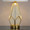 Geo Rain Glass 25" Table Lamp in Gold Metal and White Glass with White Linen Shade- Set of 2 — lifestyle photo 2