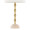 Malibu table in Travertine, Gold Metal, Off-white Shimmer Shade, close-up detail, featuring metal design