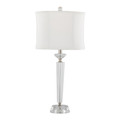 Diamond table in Clear Crystal, Polished Nickel, Off-white Linen, product view