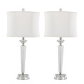 Diamond Torch 25" Contemporary Crystal Table Lamp in Clear K9 Crystal with Off-white Linen Shade and Polished Nickel Accents From Grandview Gallery- Set of 2 — pair view