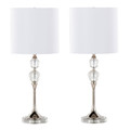 Clara 26" Contemporary Crystal Table Lamp in Clear Crystal and Polished Nickel with White Linen Shade From Grandview Gallery- Set of 2 — pair view