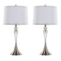 Ashland 28" Contemporary Crystal Table Lamp in Clear Crystal, Brushed Nickel and White Linen Shade with Silver Trim From Grandview Gallery- Set of 2 — pair view