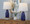 Hex lighting in Estate Blue Ceramic, Polished Nickel, White Linen