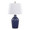 Rockwell table in Dark Blue Ceramic, Polished Nickel, White Linen, product view