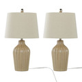 Rockwell 23" Contemporary Ceramic Table Lamp in Cuban Sand Ceramic, Polished Nickel and Natural Linen Shade From Grandview Gallery- Set of 2 — pair view