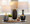 Onyx 30" Contemporary Ceramic Table Lamp in Dark Grey Crackle Ceramic, Brushed Nickel and Clear Crystal with Grey Linen Shade — lifestyle photo 1