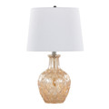 Gloria lighting in Clear Champagne Lustre Glass, Chrome Metal, White Linen, product view, featuring glass design