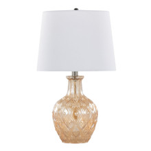 Gloria lighting in Clear Champagne Lustre Glass, Chrome Metal, White Linen, product view, featuring glass design