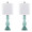 Bishop 25" Contemporary Glass Table Lamp in Clear Angel Blue Seeded Glass, Polished Nickel and White Linen Shade From Grandview Gallery- Set of 2 — pair view