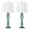 Windsor 25" Contemporary Glass Table Lamp in Clear Turquoise Glass with Off-white Linen Shade and Polished Nickel Accents From Grandview Gallery- Set of 2 — pair view