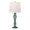 Windsor 25" Contemporary Glass Table Lamp in Clear Turquoise Glass with Off-white Linen Shade and Polished Nickel Accents From Grandview Gallery- Set of 2 — product view (photo 1)