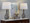 Jenny table in Clear Smokey Crackle Glass, Brushed Nickel, White Linen