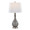 Jenny 27" Contemporary Glass Table Lamp in Clear Smokey Crackle Glass, Brushed Nickel and White Linen Shade From Grandview Gallery- Set of 2 — product view (photo 1)