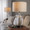 Botella table in Clear Dimpled Glass, Oil Bronze Metal, Natural Linen, featuring glass design