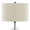 Botella table in Clear Dimpled Glass, Oil Bronze Metal, Natural Linen, close-up detail, featuring glass design