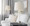 Glacier table in Clear Glass, Brushed Nickel, White Linen, close-up detail, featuring glass design
