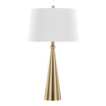 Cone table in Gold Metal, White Linen, product view, featuring metal design