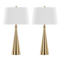 Cone 30" Contemporary Metal Table Lamp in Gold and White Linen- Set of 2 — pair view