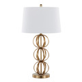 Linx table in Gold Metal, White Linen, product view