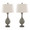 Cipolla Poly 29" Farmhouse Polyresin Table Lamp in Acid Dusty Wood Polyresin, Antique Soft Brass and Natural Linen Shade From Grandview Gallery- Set of 2 — pair view
