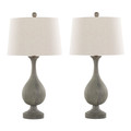Cipolla Poly 29" Farmhouse Polyresin Table Lamp in Acid Dusty Wood Polyresin, Antique Soft Brass and Natural Linen Shade From Grandview Gallery- Set of 2 — pair view