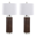 Cylinder Fluted 29.25" Contemporary Polyresin Table Lamp in Brown Lustre Polyresin, Clear K9 Crystal and White Linen Shade From Grandview Gallery- Set of 2 — pair view