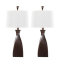 Curvo 30" Contemporary Polyresin Table Lamp in Copper Bronze Polyresin with Natural Linen Shade From Grandview Gallery- Set of 2 — pair view