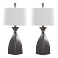 Curvo 30" Contemporary Polyresin Table Lamp in Rubbed Grey Slate Polyresin with White Linen Shade From Grandview Gallery- Set of 2 — pair view