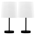 Cooper 16" Contemporary Metal Accent Lamp in Black Metal with White Shade- Set of 2 — pair view